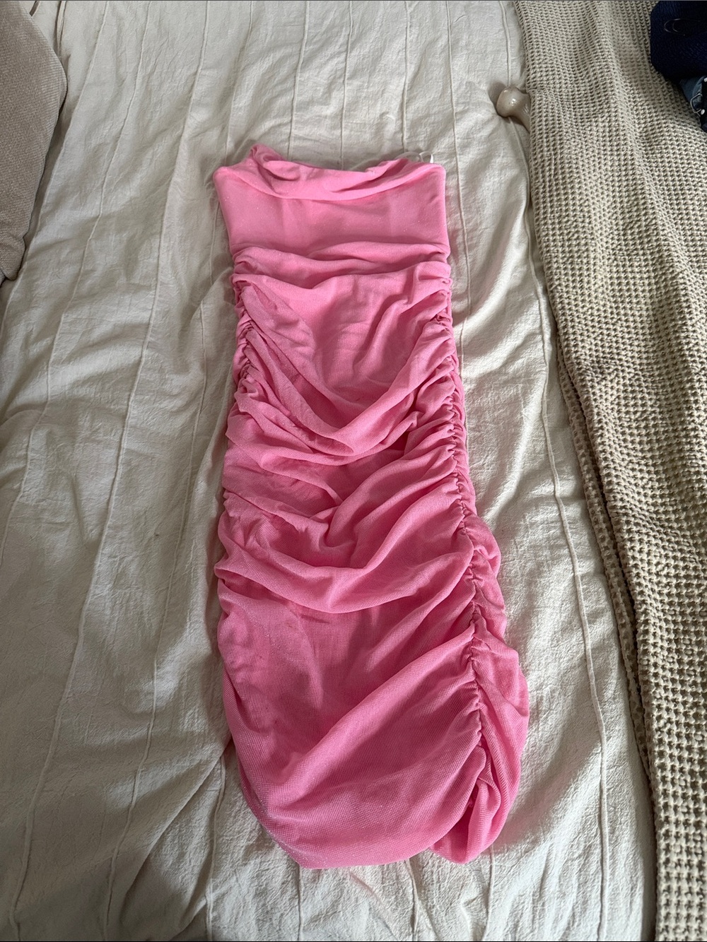 Strapless Ruched Pink Wedding Dress - Women
